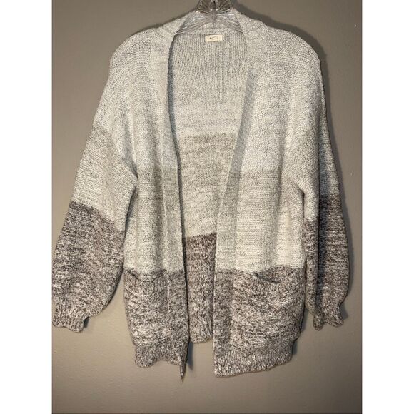 Debut striped oversized open knit acrylic cardigan #679 - Picture 1 of 5